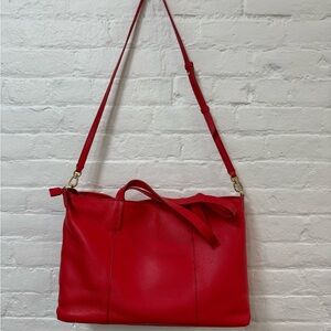 Red Leather Banana Republic Work Tote